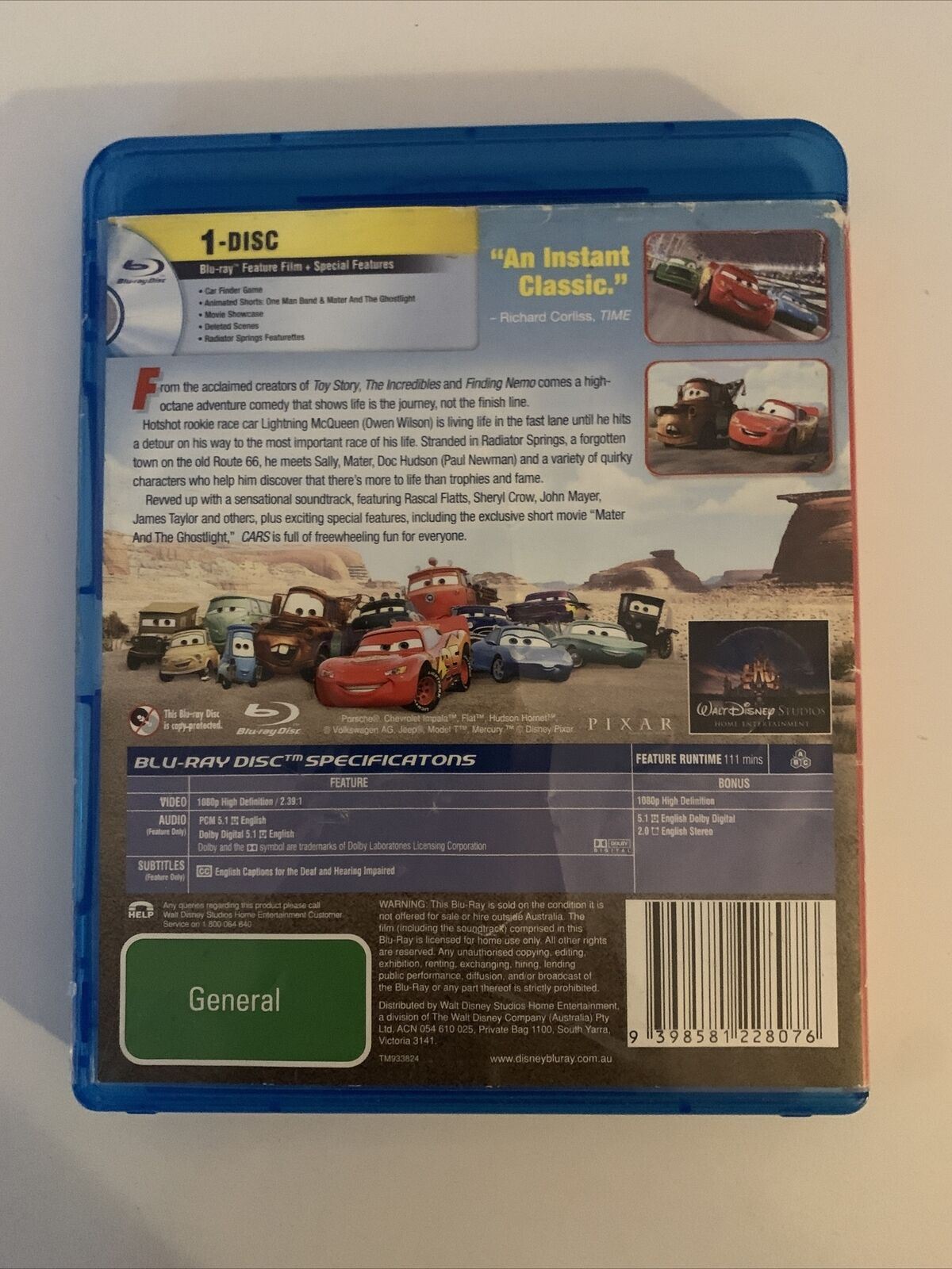 Disney Pixar Cars 1 & 2 (Blu-ray, 2012) Owen Wilson, Bonnie Hunt, Paul Newman