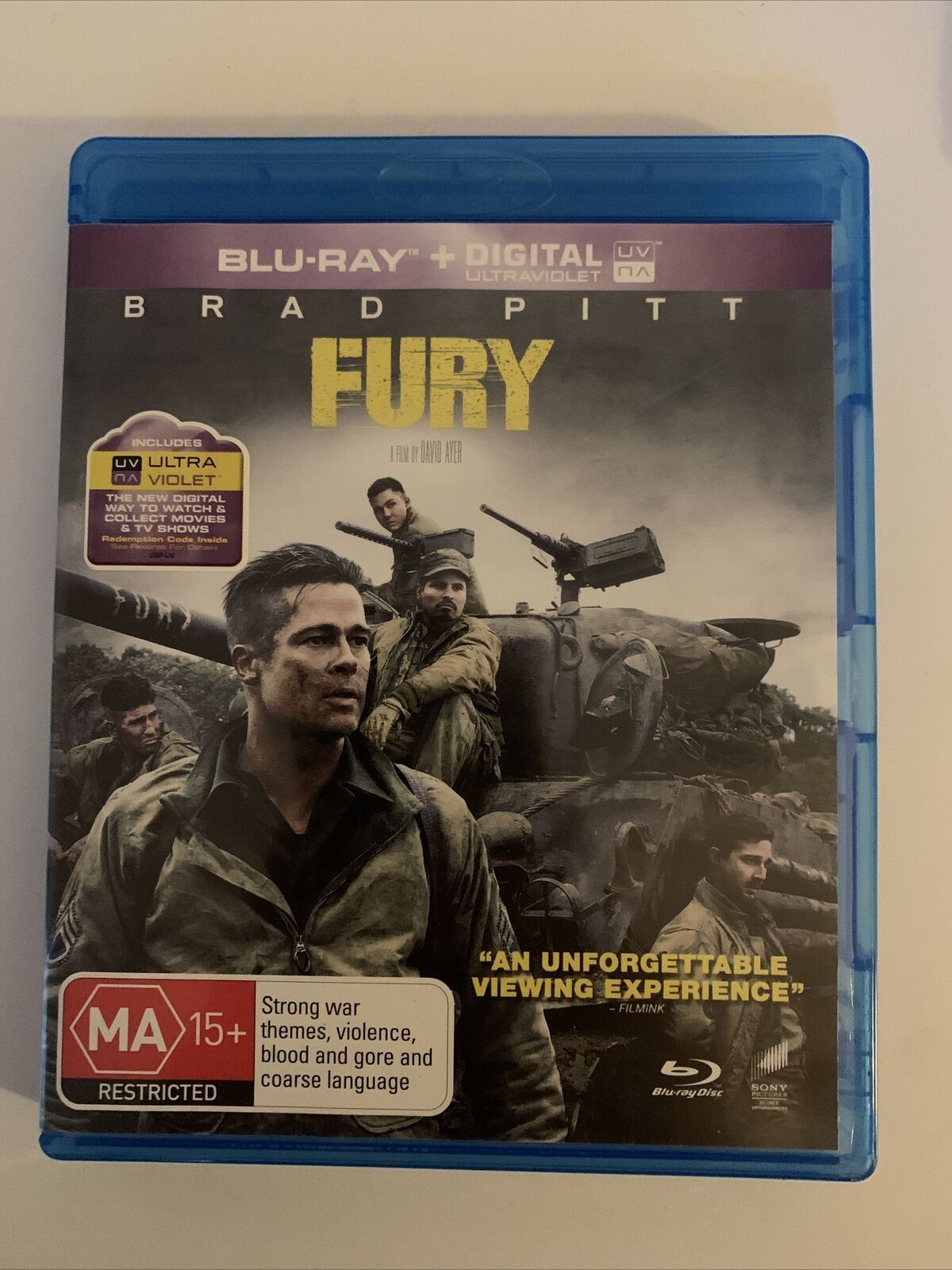 Fury (Blu-ray, 2014) Brad Pitt, Shia LaBeouf, Jon Bernthal. Region A&B