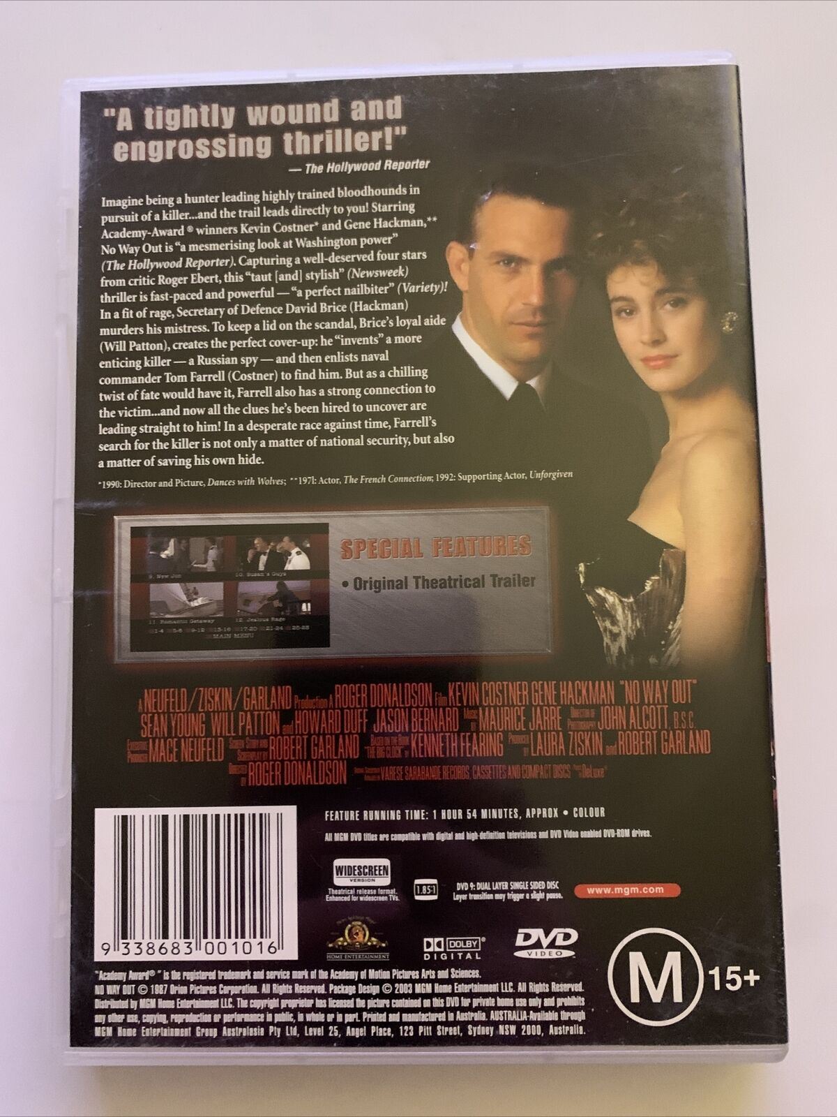 No Way Out (DVD, 1987) Kevin Costner, Gene Hackman, Sean Young. Region 4&2