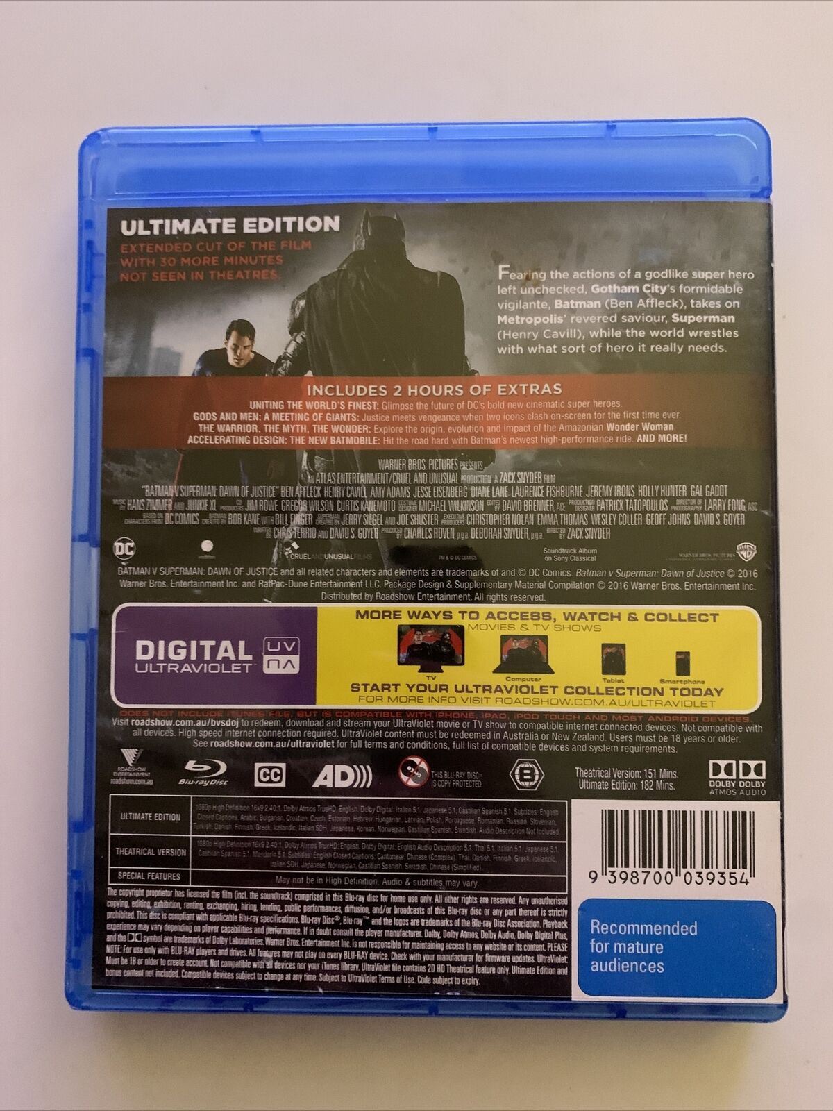 Batman Vs Superman: Dawn Of Justice - Ultimate Edition (Blu-ray) Region B