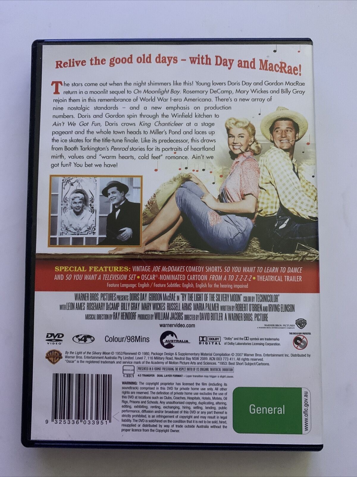 By The Light Of The Silvery Moon (DVD, 1953) Doris Day, Gordon MacRae. Region 4