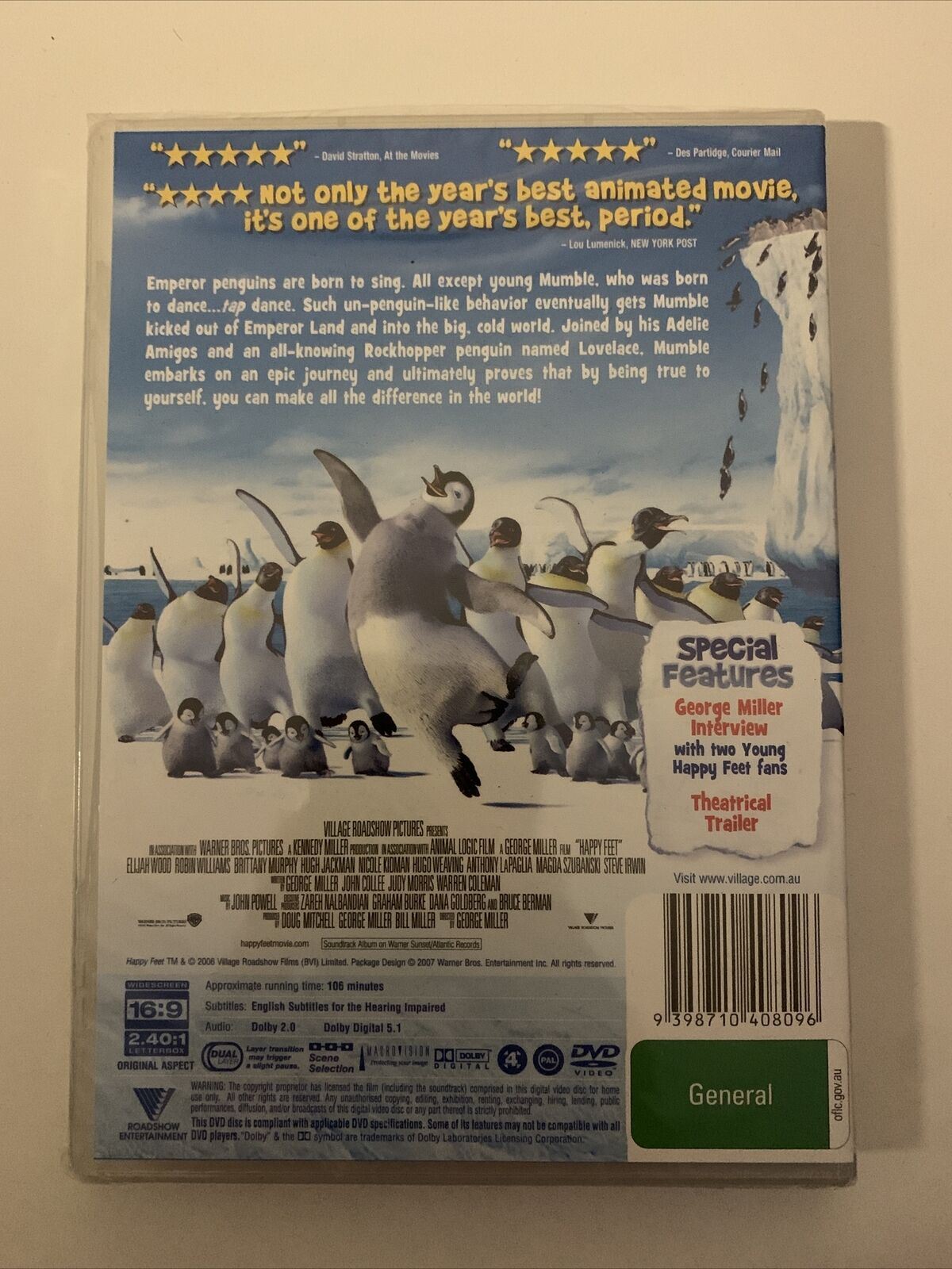 *New Sealed* Happy Feet (DVD, 2006) Hugh Jackman, Elijah Wood. Region 4