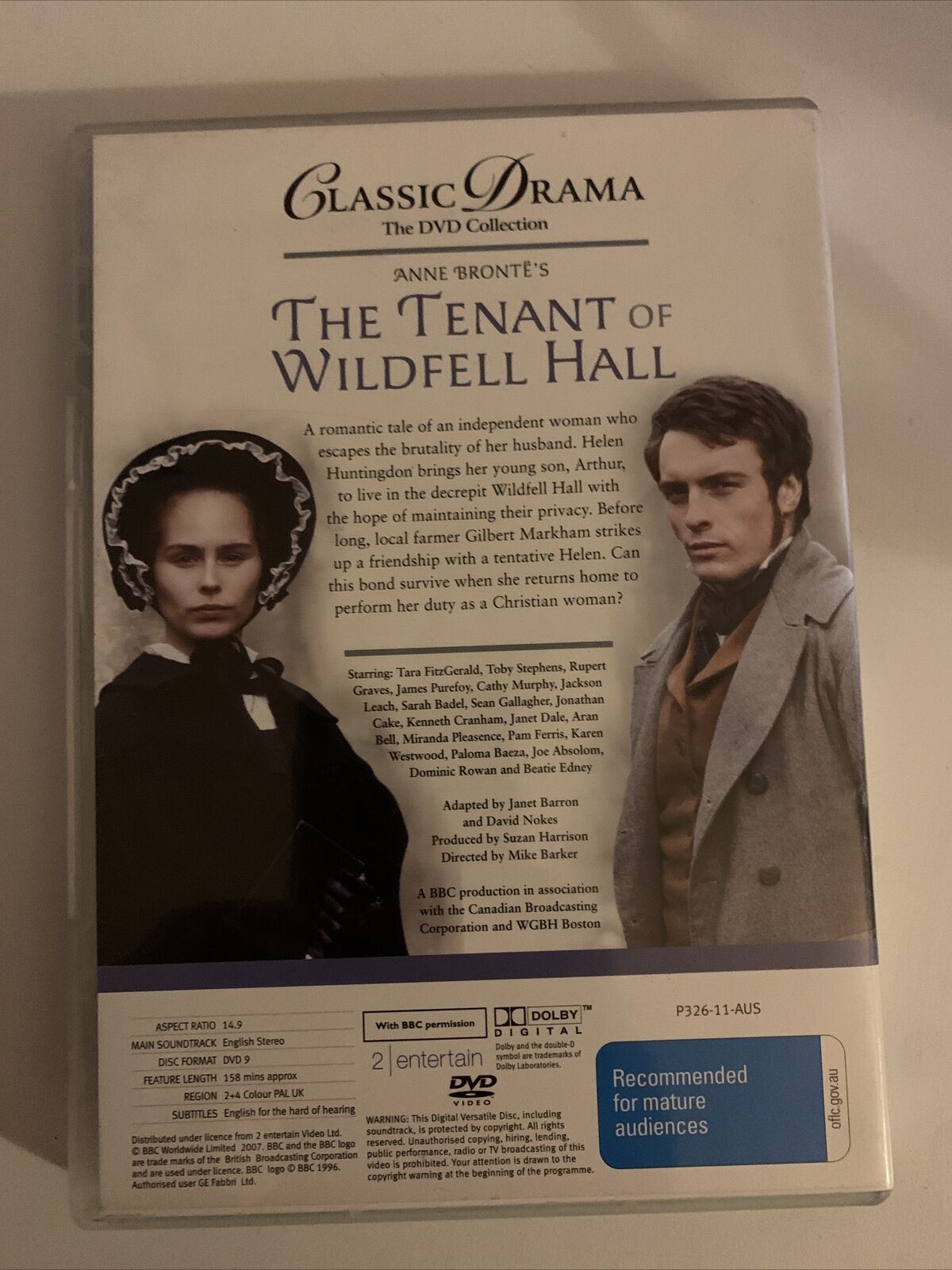 Anne Bronte's - The Tenant Of Wildfell Hall (DVD,1996) Toby Stephens. Region 4&2