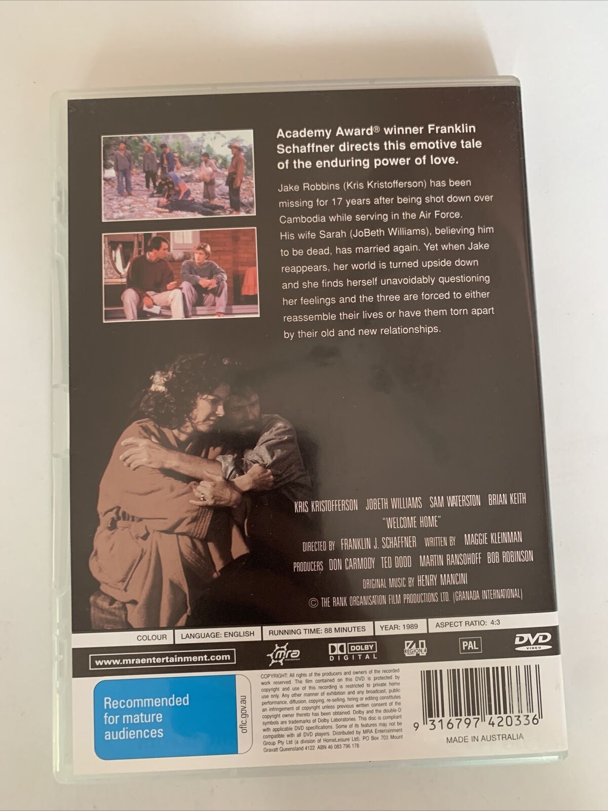 Welcome Home (DVD, 1989) Kris Kristofferson, JoBeth Williams, Sam Waterston RARE