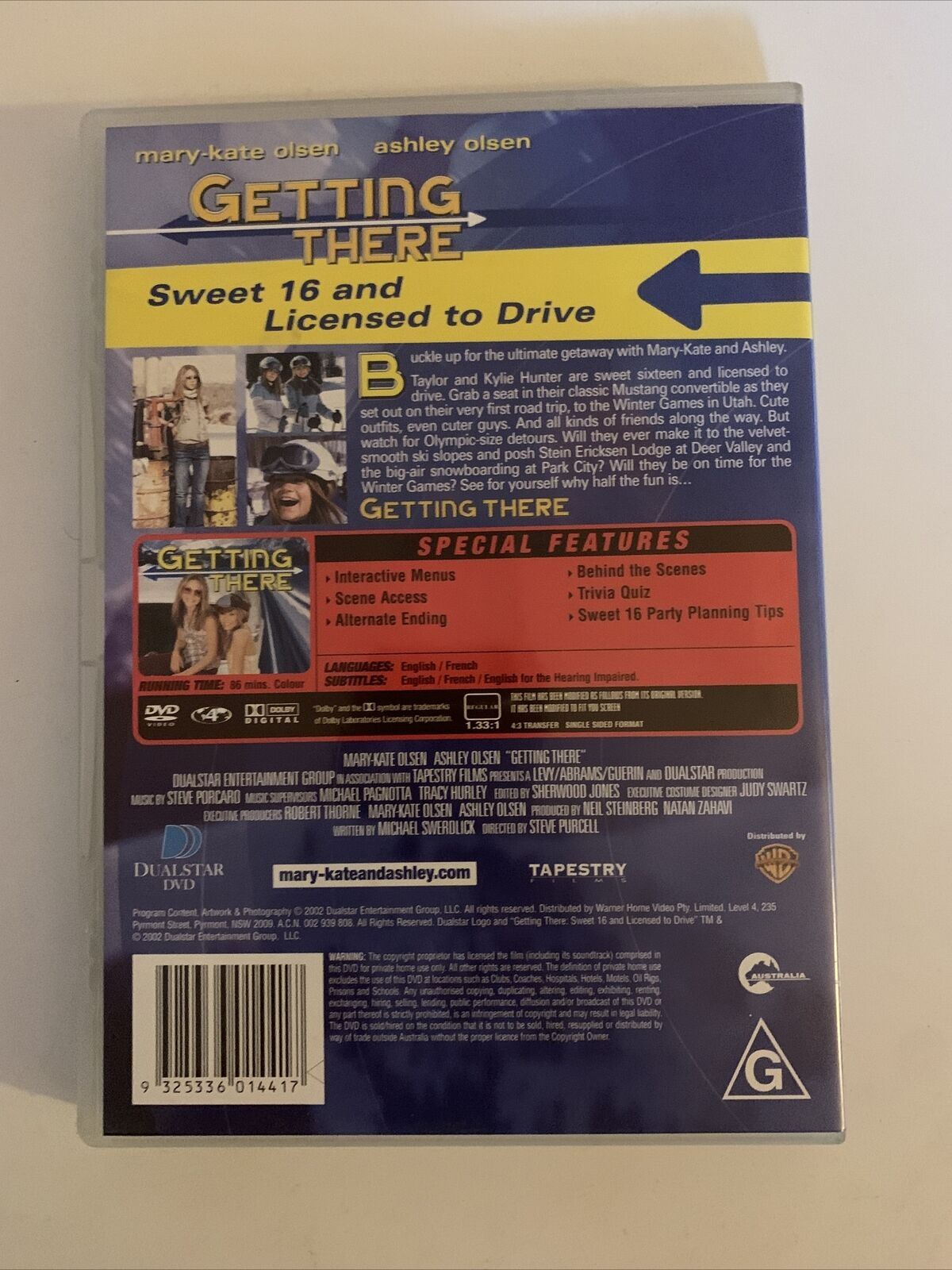 Getting There (DVD, 2002) Mary-Kate Olsen, Ashley Olsen. Region 4&2