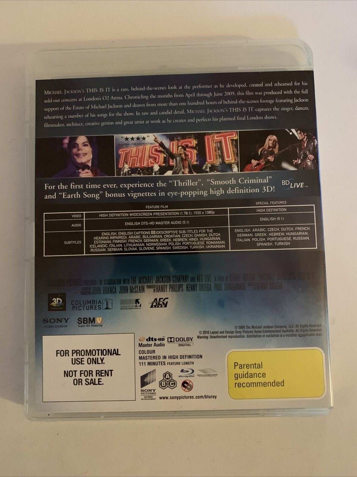 Michael Jackson This Is It - 3D Enhanced Edition (Blu-ray) All Region