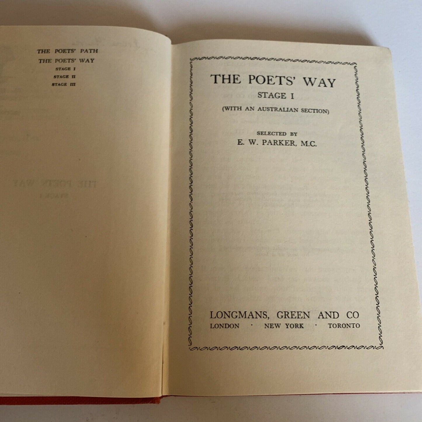 The Poet's Way - Stage One & Two - 1957 Hardcover E.W. Parker