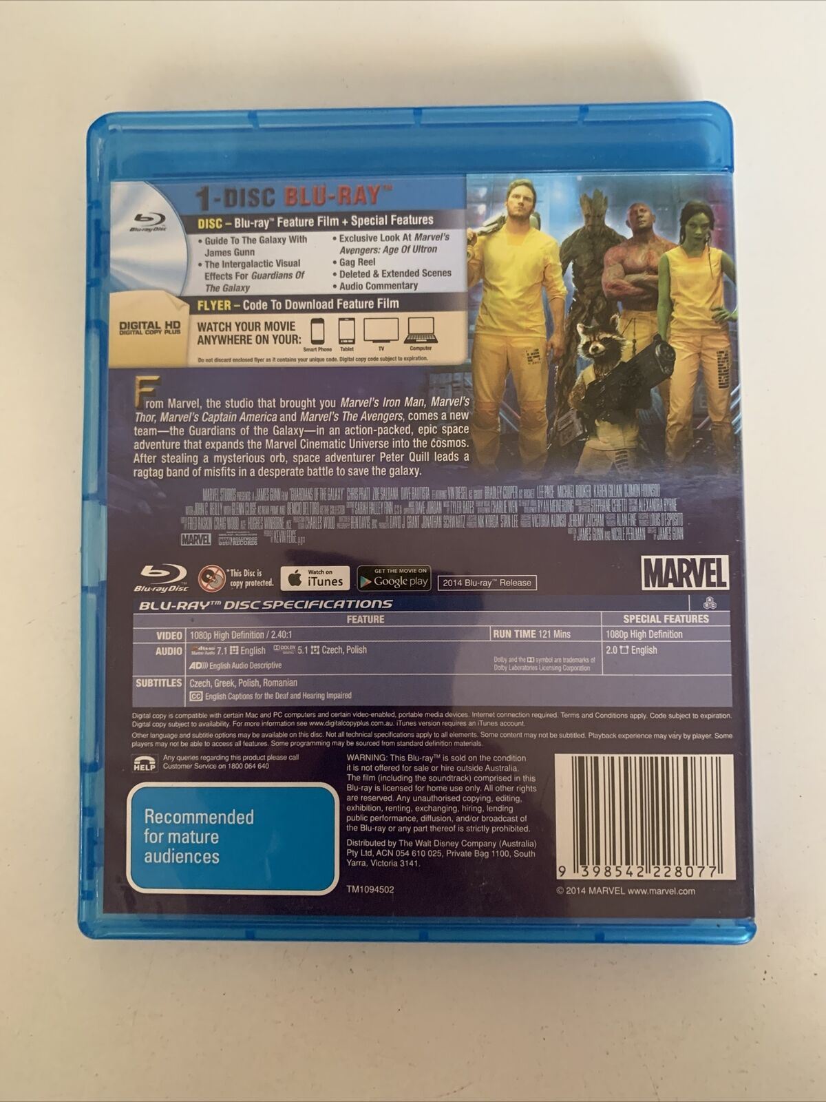 Guardians Of The Galaxy (Blu-ray, 2014) All Regions