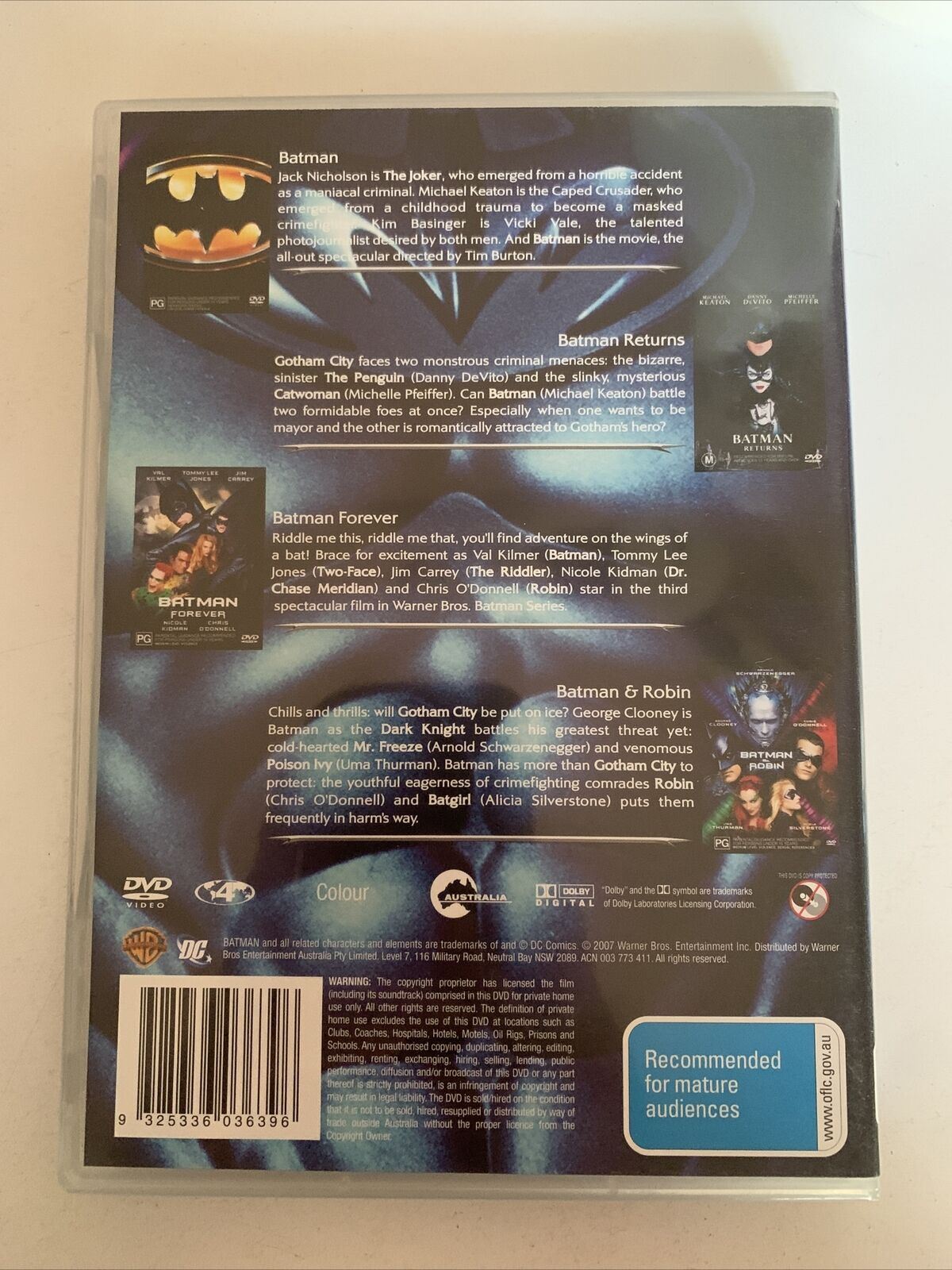 The Batman Legacy - Batman, Returns, Batman & Robin, Batman Forever 4-Disc DVD