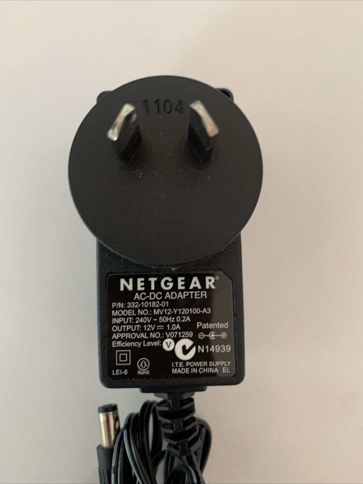 Netgear 12V 1A AC Adapter MV12-Y120100-A3 Power Supply
