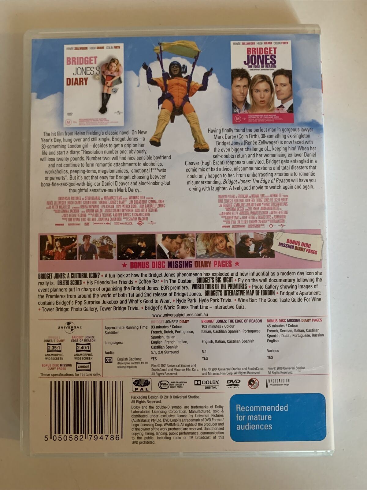 Bridget Jones's Diary / The Edge Of Reason / Bonus Disc Missing (DVD) Region 4&2