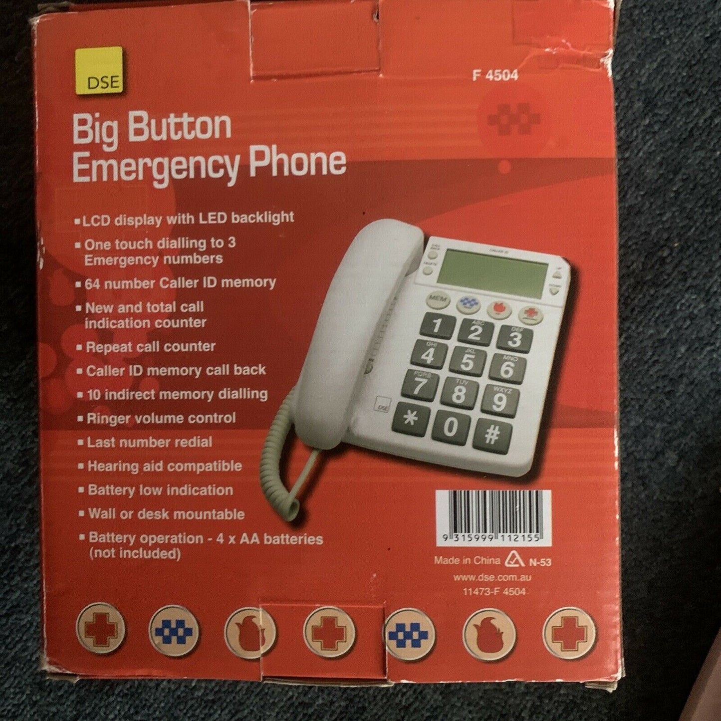 DSE Big Button Emergency Phone - Corded Landline Phone