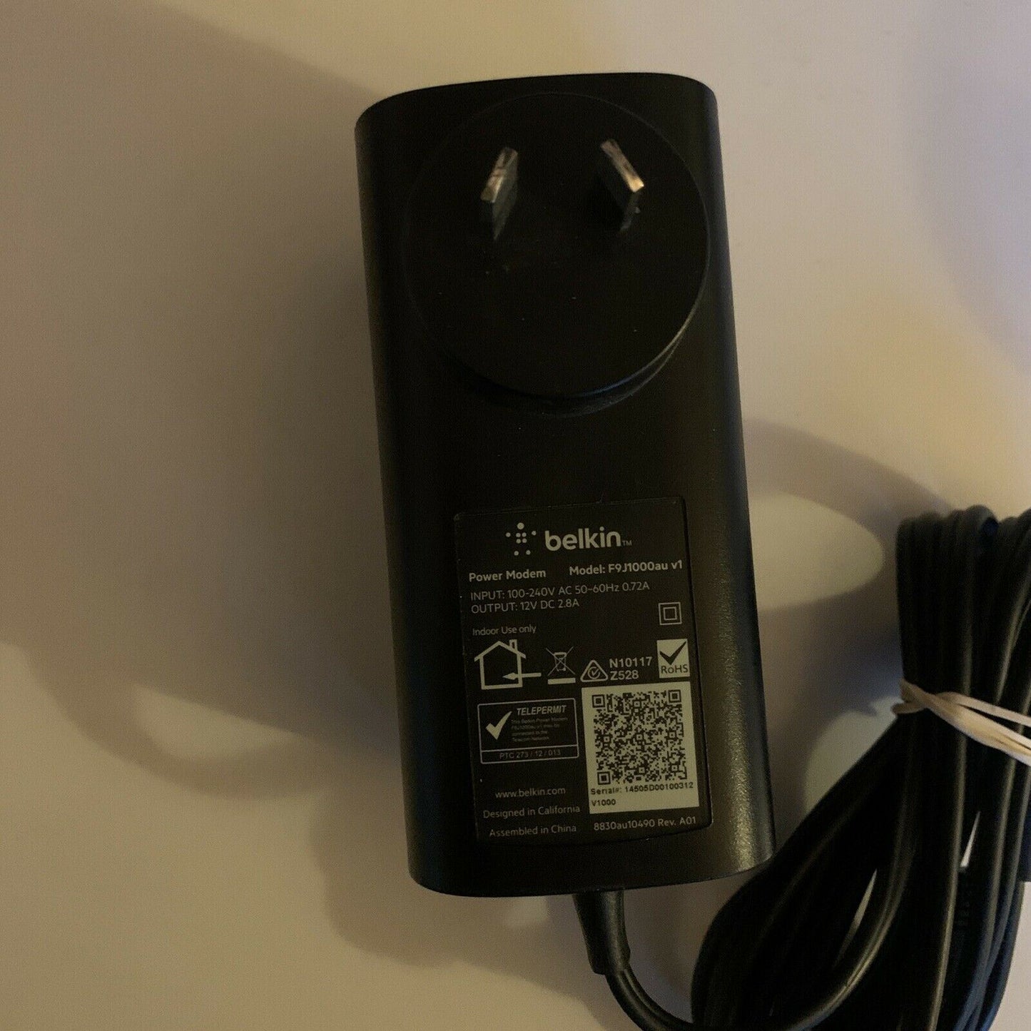 Belkin Power Modem F9J1000au AC Adapter Power Supply 12V