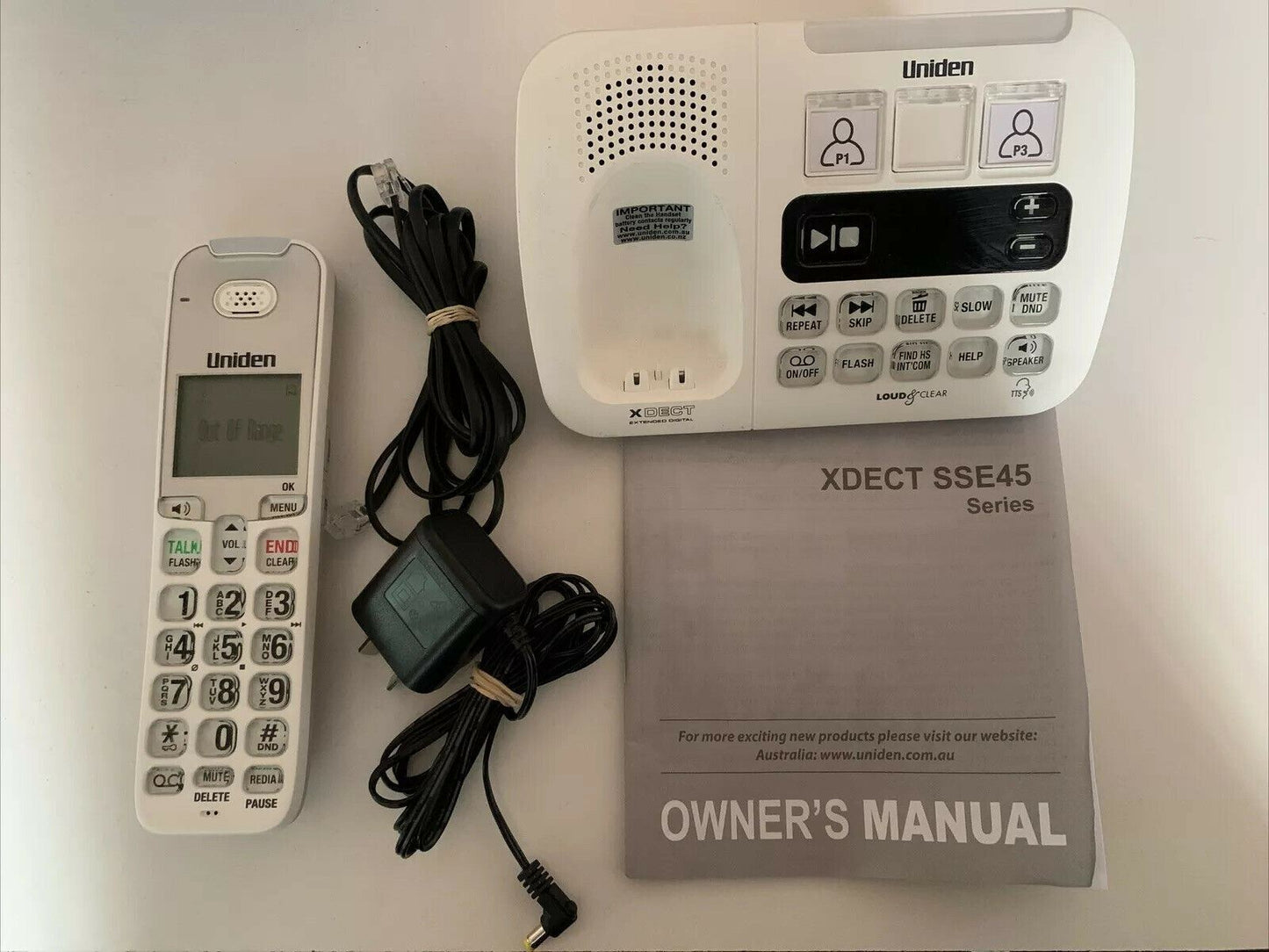 Uniden XDECT SSE45 Cordless Phone Set with Large Display & Buttons