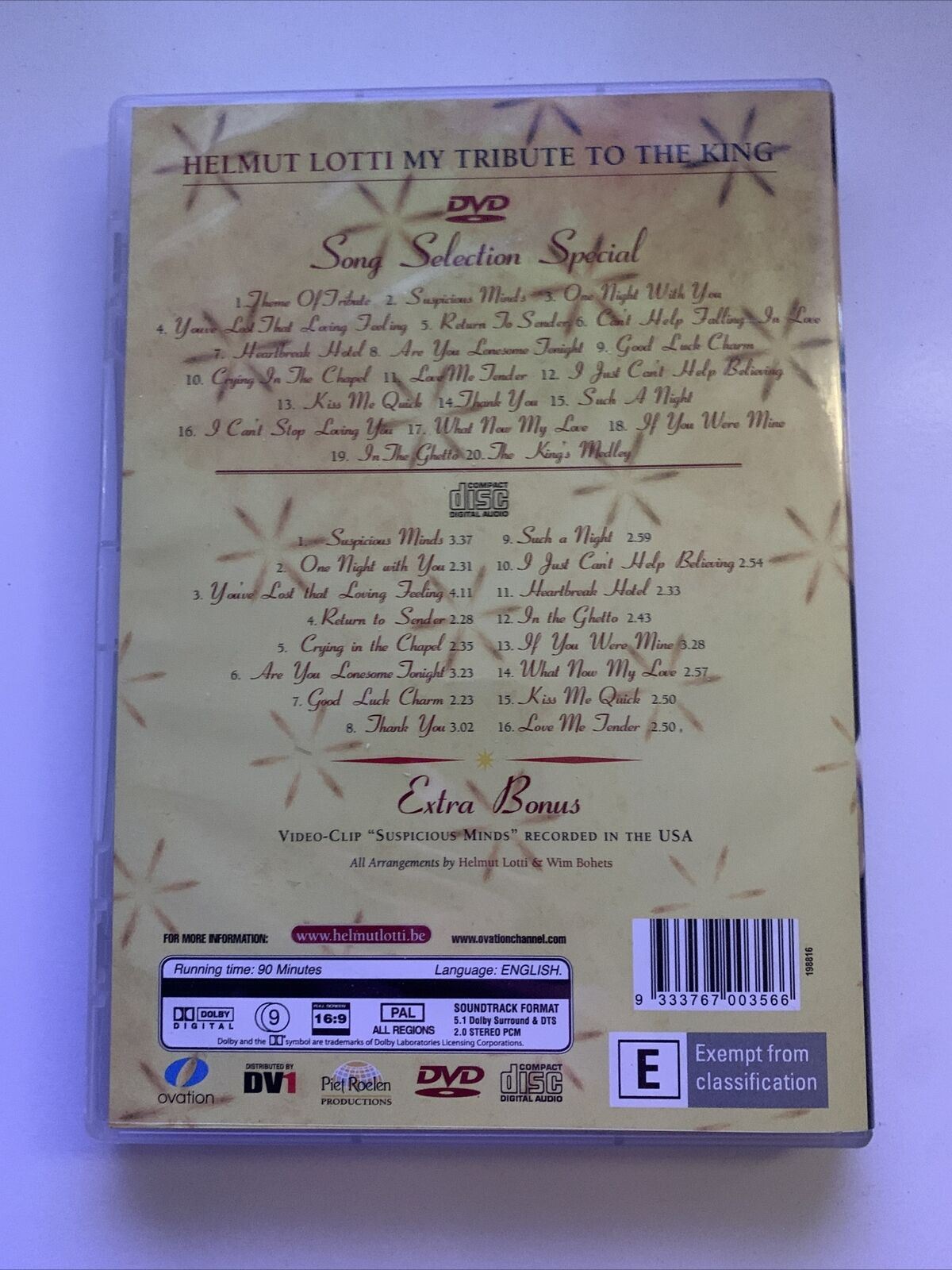 Helmut Lotti - My Tribute To The King (DVD) All Regions