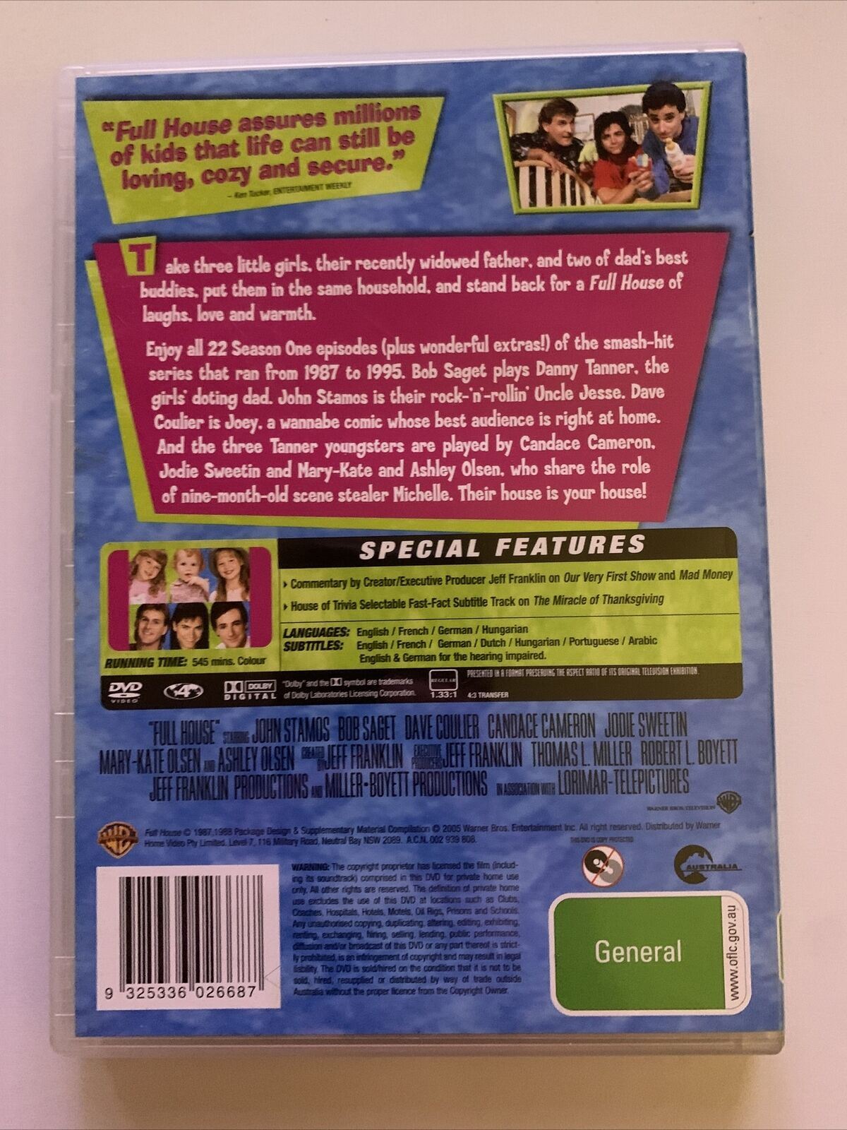 Full House : Season 1 (DVD, 5-Disc, 1987) Region 4,2