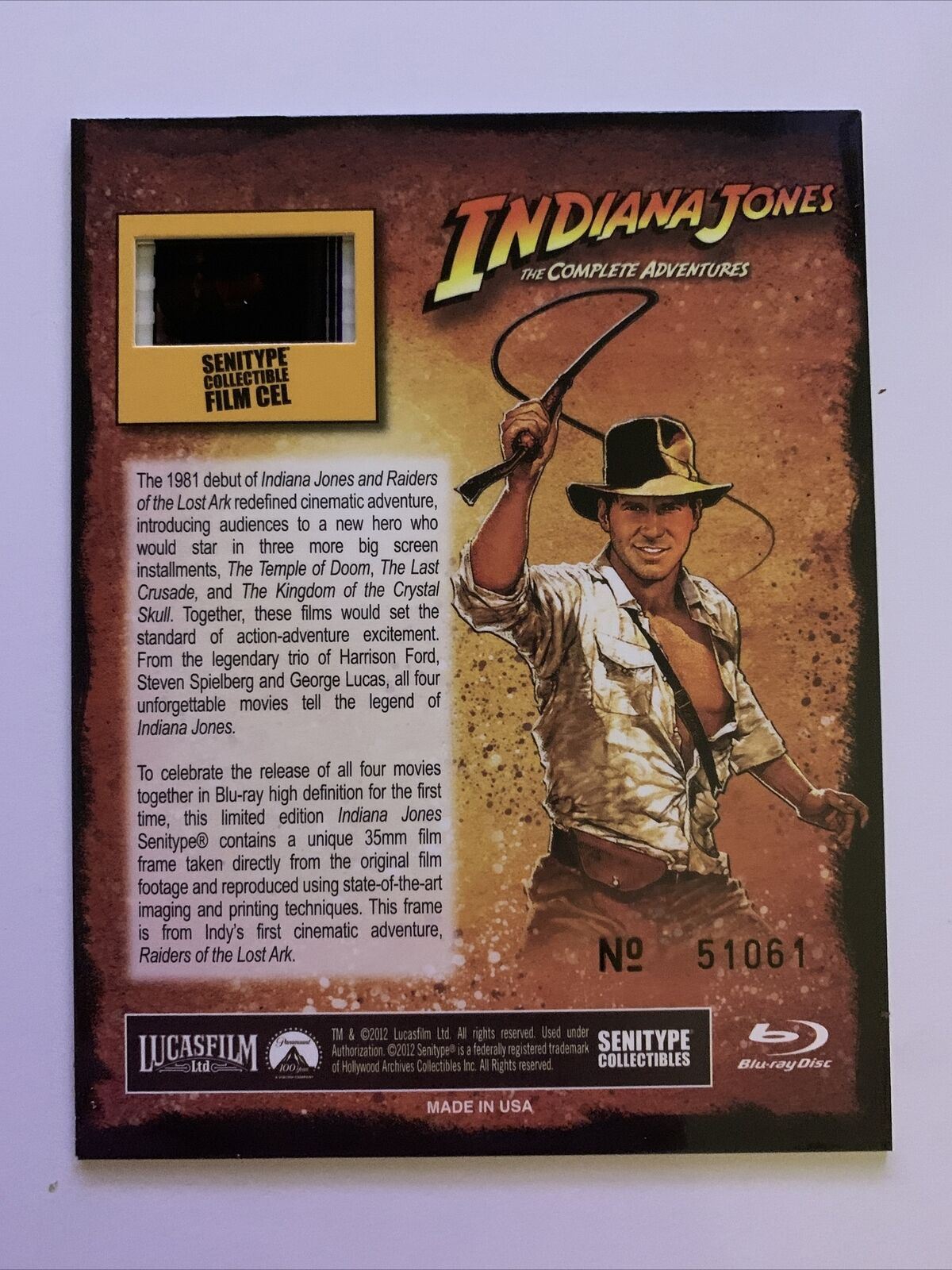 Indiana Jones - The Complete Adventures (Blu-ray, 2012, 5-Disc Set) w 35mm Film