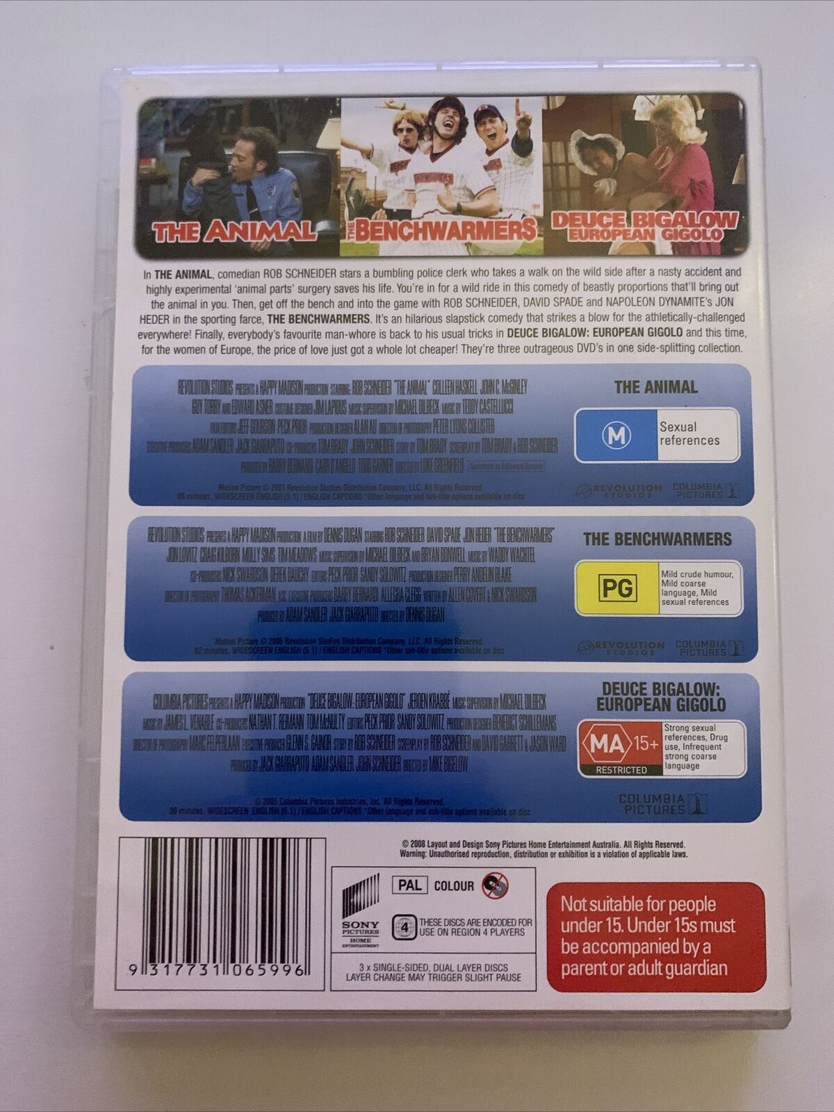 The Animal / The Benchwarmers / Deuce Bigalow European Gigolo DVD Region 4