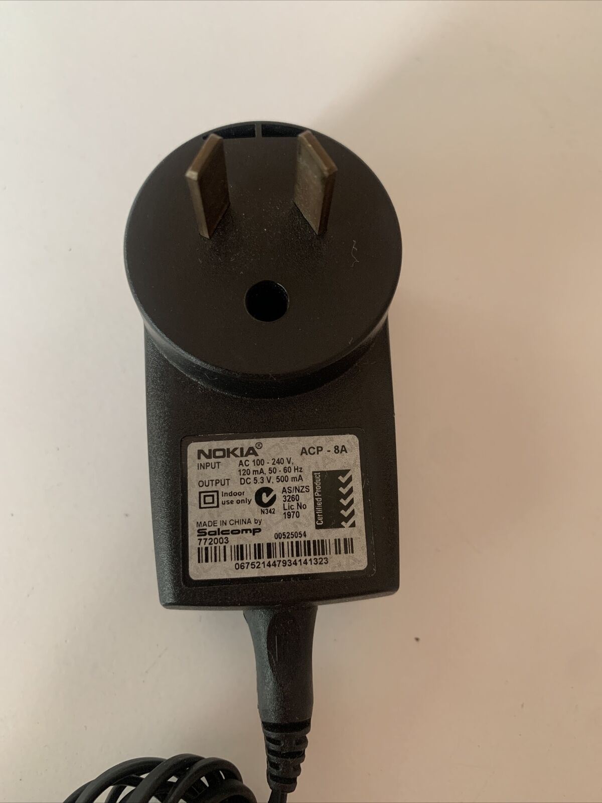 Genuine Nokia ACP-8A AC Adapter 5.3 V 500mA for 6210 6250 8210 8250 8310 8850