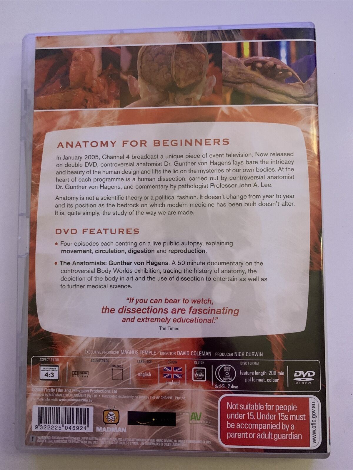 Anatomy For Beginners (DVD, 2006, 2-Disc Set) Documentary - Gunther von Hagens