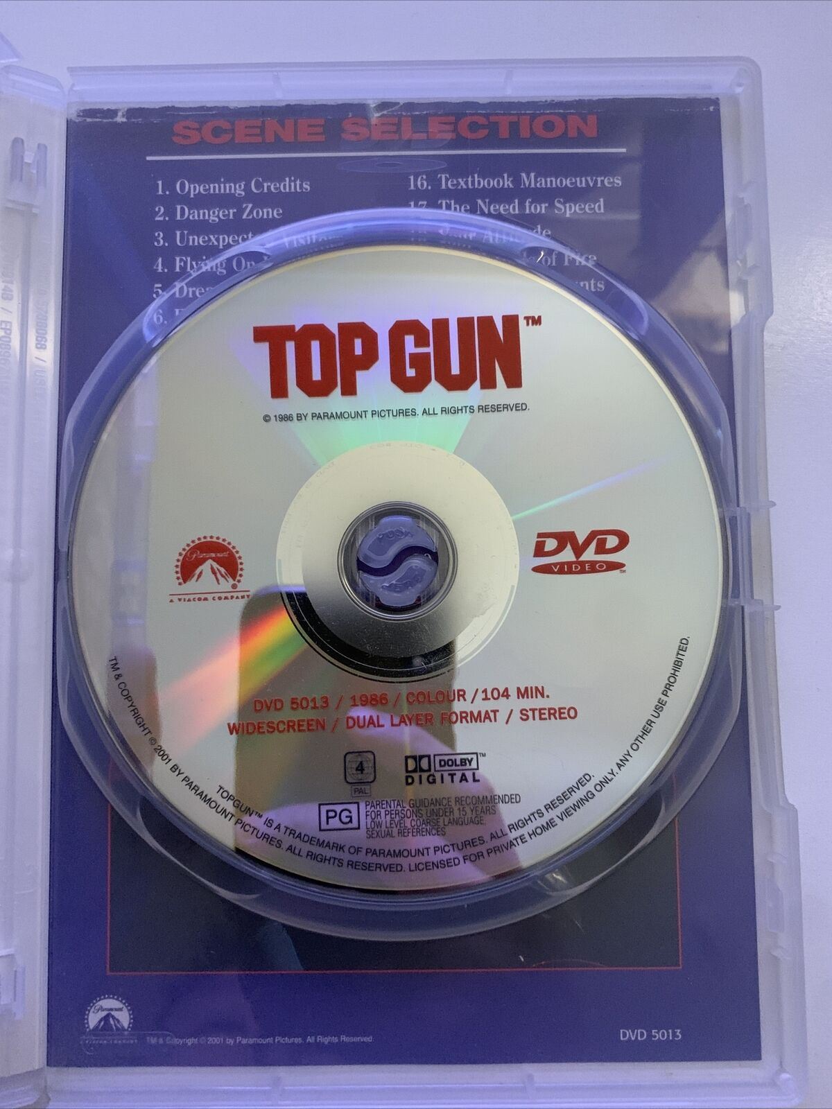 Top Gun (DVD, 1986) Tom Cruise, Kelly McGillis, Val Kilmer. Region 4