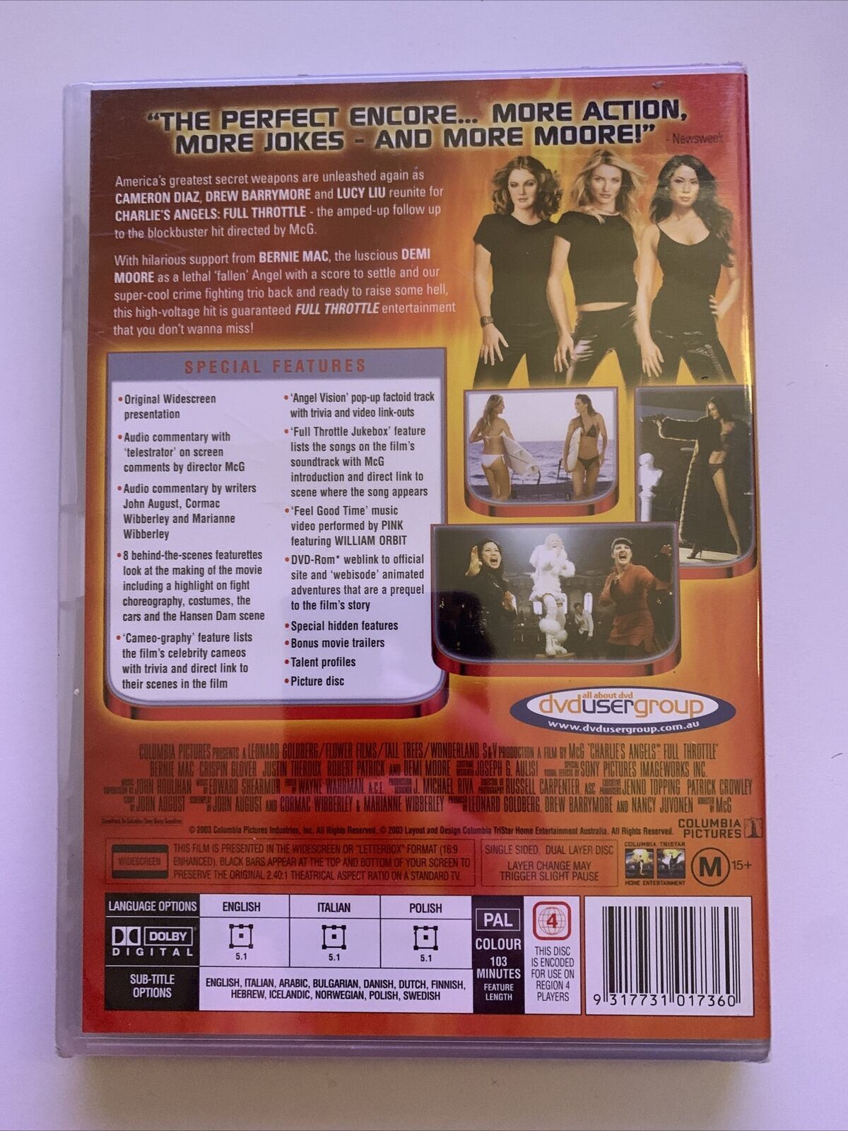 *New Sealed* Charlie's Angels - Full Throttle (DVD, 2003) Region 4