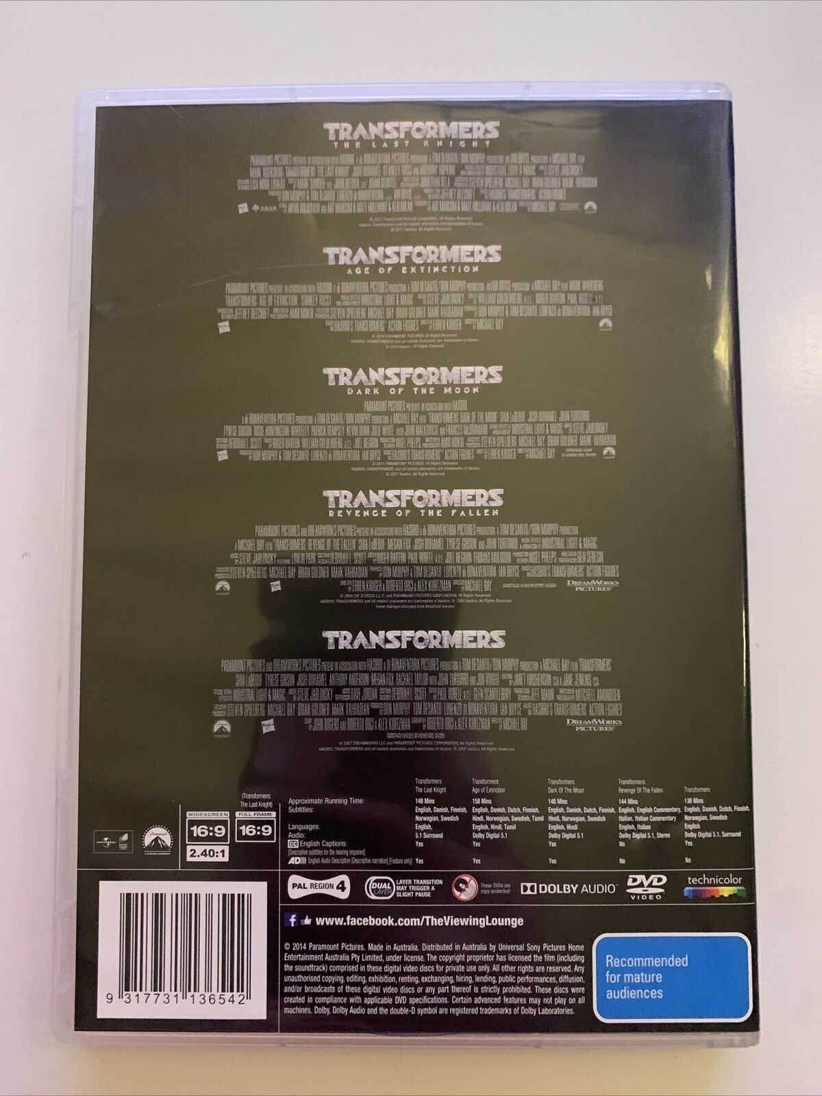 Transformers 5-Movie Collection (DVD) Region 4