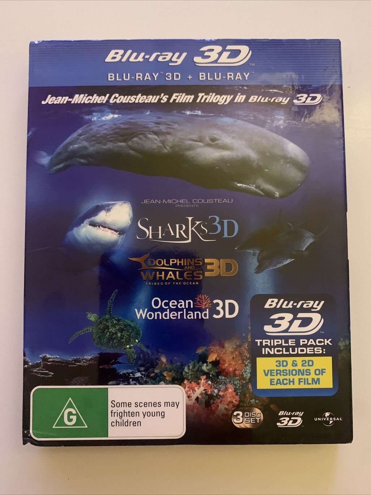 Shark 3D Jean Michel Cousteaus Film Trilogy (Blu-Ray 3D, 3-Disc) Documentary