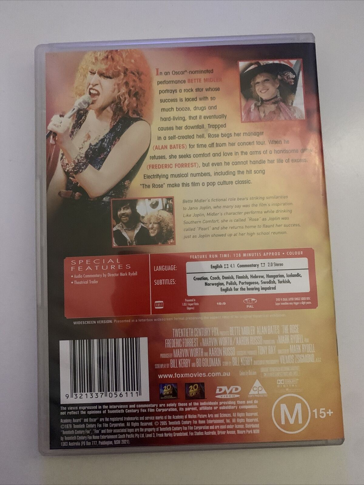 The Rose (DVD, 1979) Bette Midler, Alan Bates, Frederic Forrest. Region 4