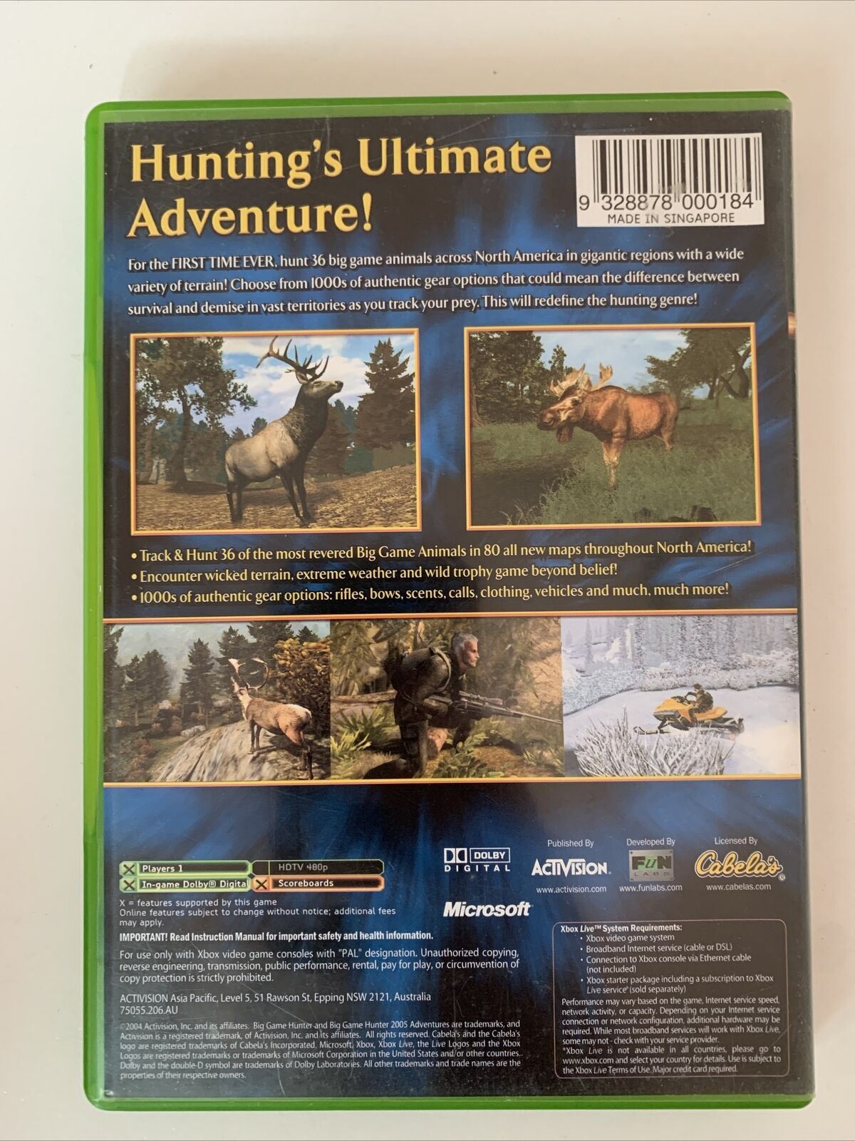 Cabela's Big Game Hunter 2005 Adventures - Microsoft Xbox Original PAL Game