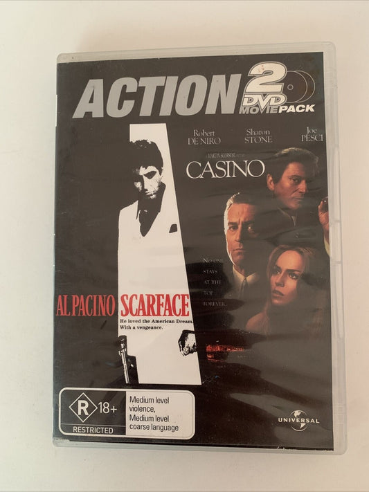 Scarface & Casino (DVD, 2-Disc Set) Al Pacino, Robert DeNiro. Region 4