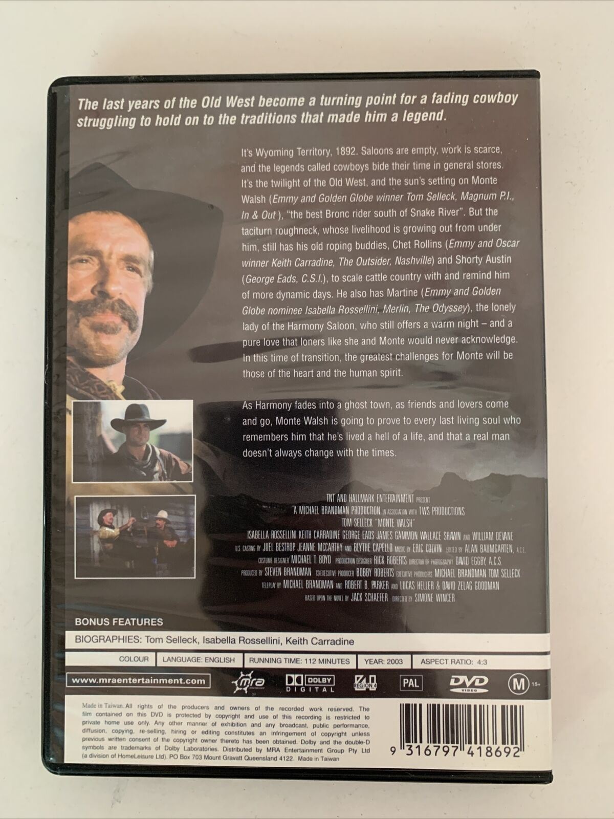 Monte Walsh (DVD, 2003) Tom Selleck, Isabella Rossellini. All Regions