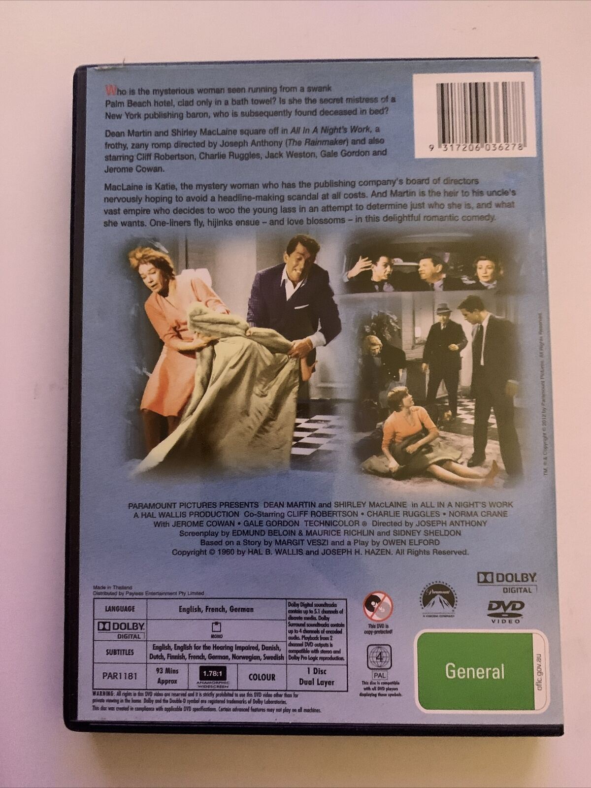 All In a Night's Work (DVD, 1961) Dean Martin, Shirley MacLaine. Region 4,2