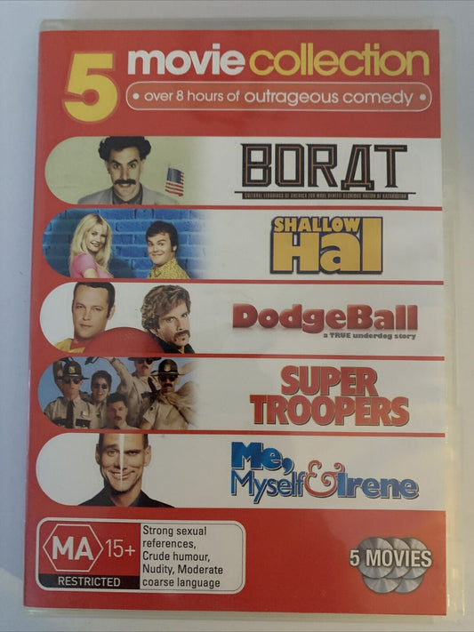 Borat / Shallow Hal / DodgeBall / Super Troopers / Me,Myself & Irene DVD Region4