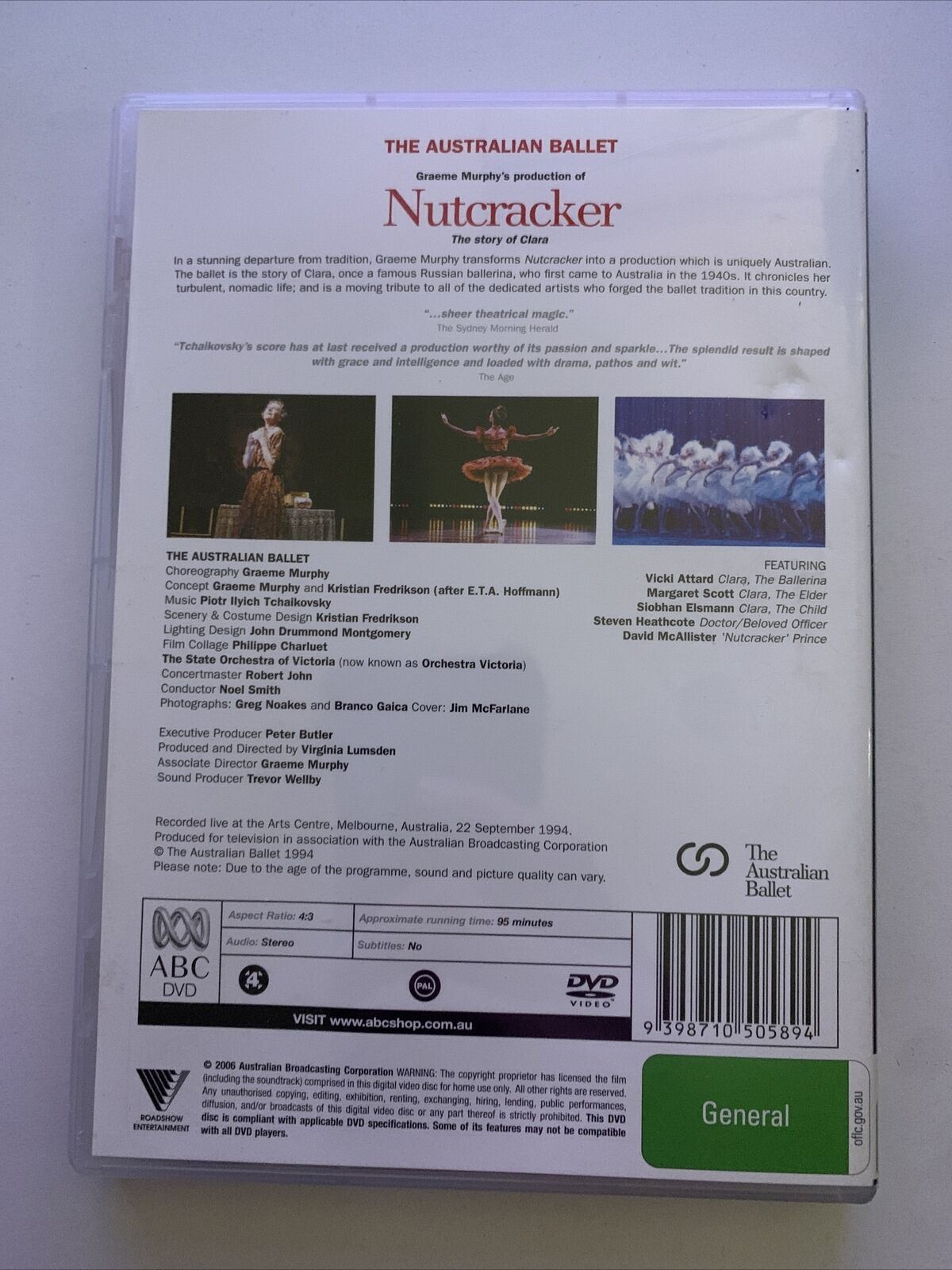 The Nutcracker - The Australian Ballet (DVD) Vicki Attard. Recorded 1994