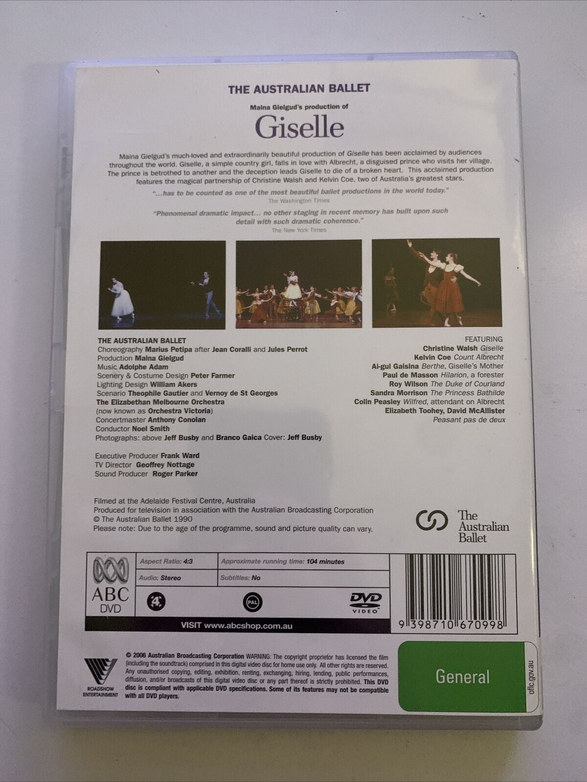 Giselle - The Australian Ballet (DVD, 1990) Christine Walsh, Kelvin Coe