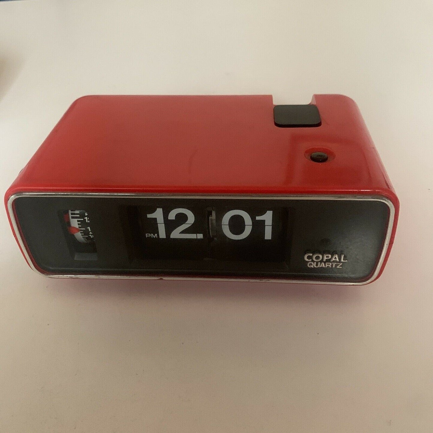 Vintage Copal Quartz Alarm Flip Red Clock QP-214 Battery Operated Made in Japan