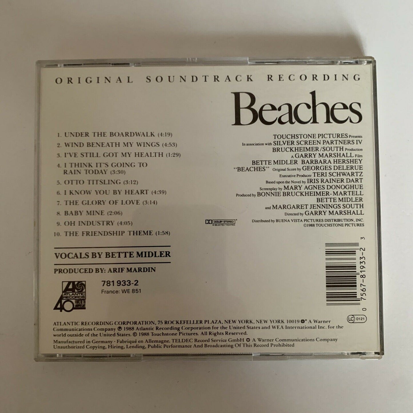 Beaches [Original Soundtrack] by Bette Midler (CD, 1988, Atlantic)