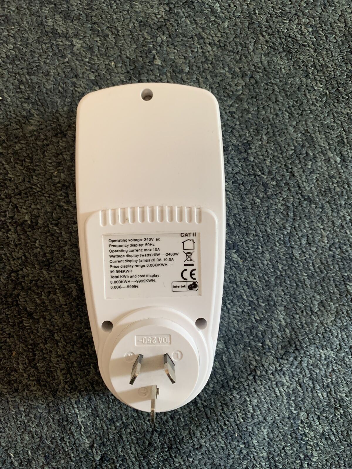 Australian Power Consumption Meter 240V AC 10A Intertek