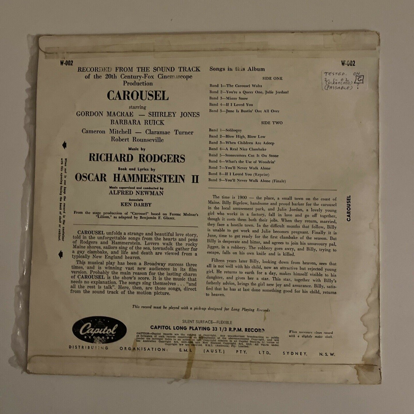 Rodgers & Hammerstein Carousel Vinyl 1958