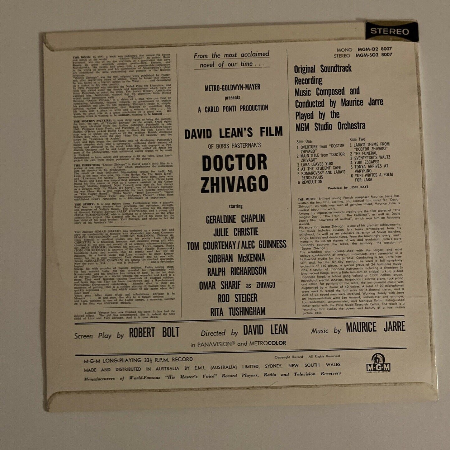 Doctor Zhivago Soundtrack Vinyl 1966