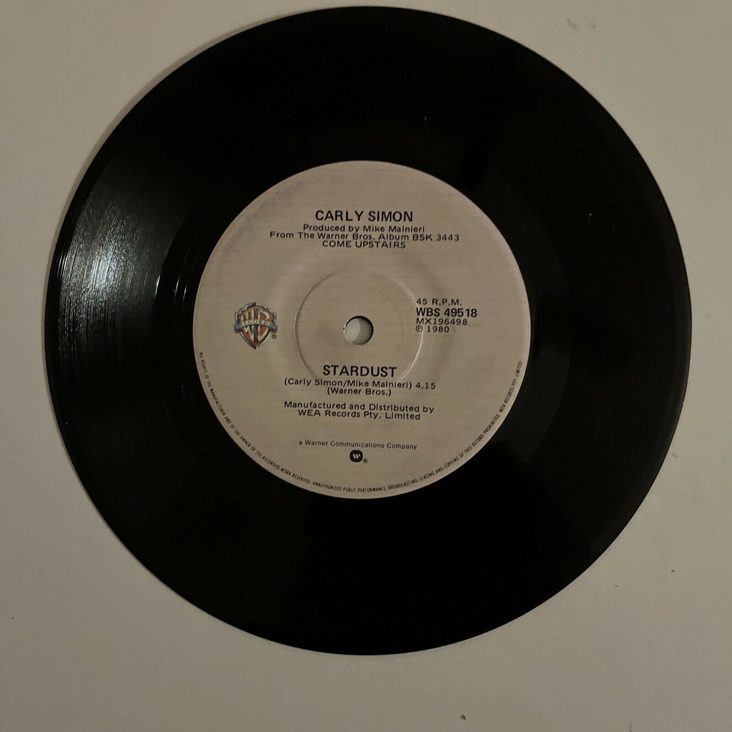 Carly Simon – Jesse / Stardust 7" Vinyl Warner Bros. 1980 - WBS 49518