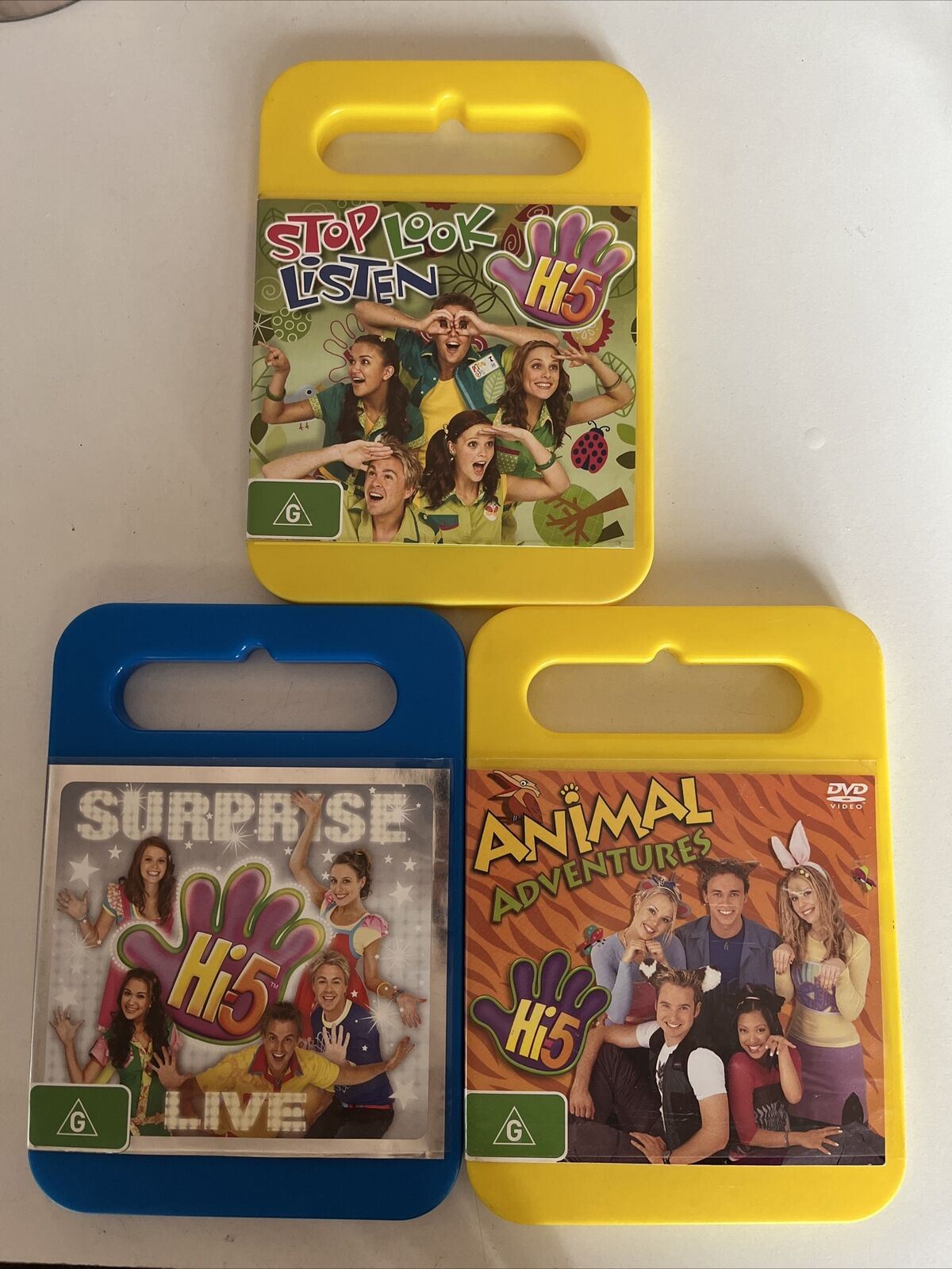 3x Lot Hi-5 (DVD) Stop Look Listen, Surprise Live, Animal Adventures. Region 4