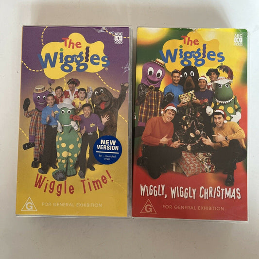 2x Lot The Wiggles - Wiggle Time / Wiggly Wiggly Christmas VHS PAL
