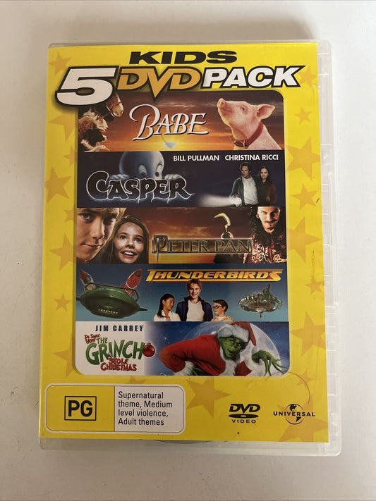Babe / Casper / Peter Pan / Thunderbirds / The Grinch (DVD, 5-Disc) Region 4