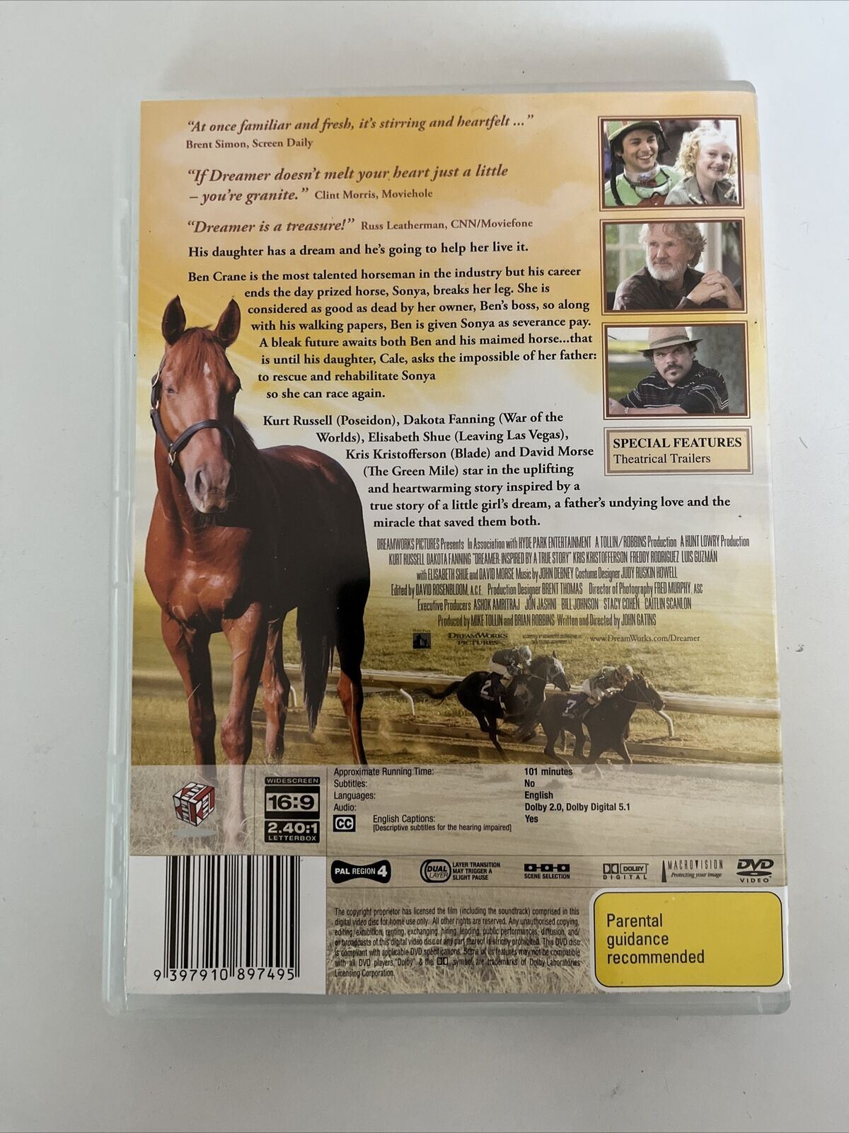 Dreamer (DVD, 2005) Kurt Russell, Dakota Fanning, Kris Kristofferson. Region 4