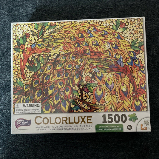 *New Sealed* Colorluxe Elaborate Stained Glass Window Premium 1500 Jigsaw Puzzle