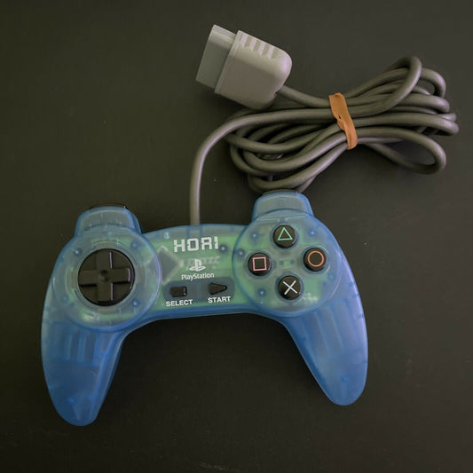 Official Hori PlayStation PS1 Controller Transparent Blue SLPH 00104