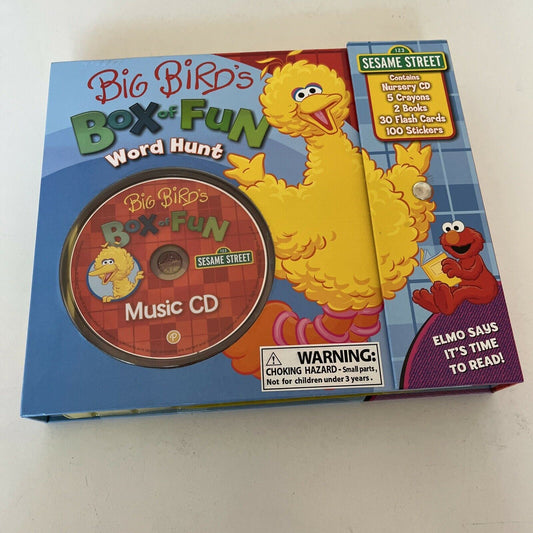 Sesame Street Big Bird's Box Of Fun Word Hunt - CD, Crayons, Cards, 100 Stickers