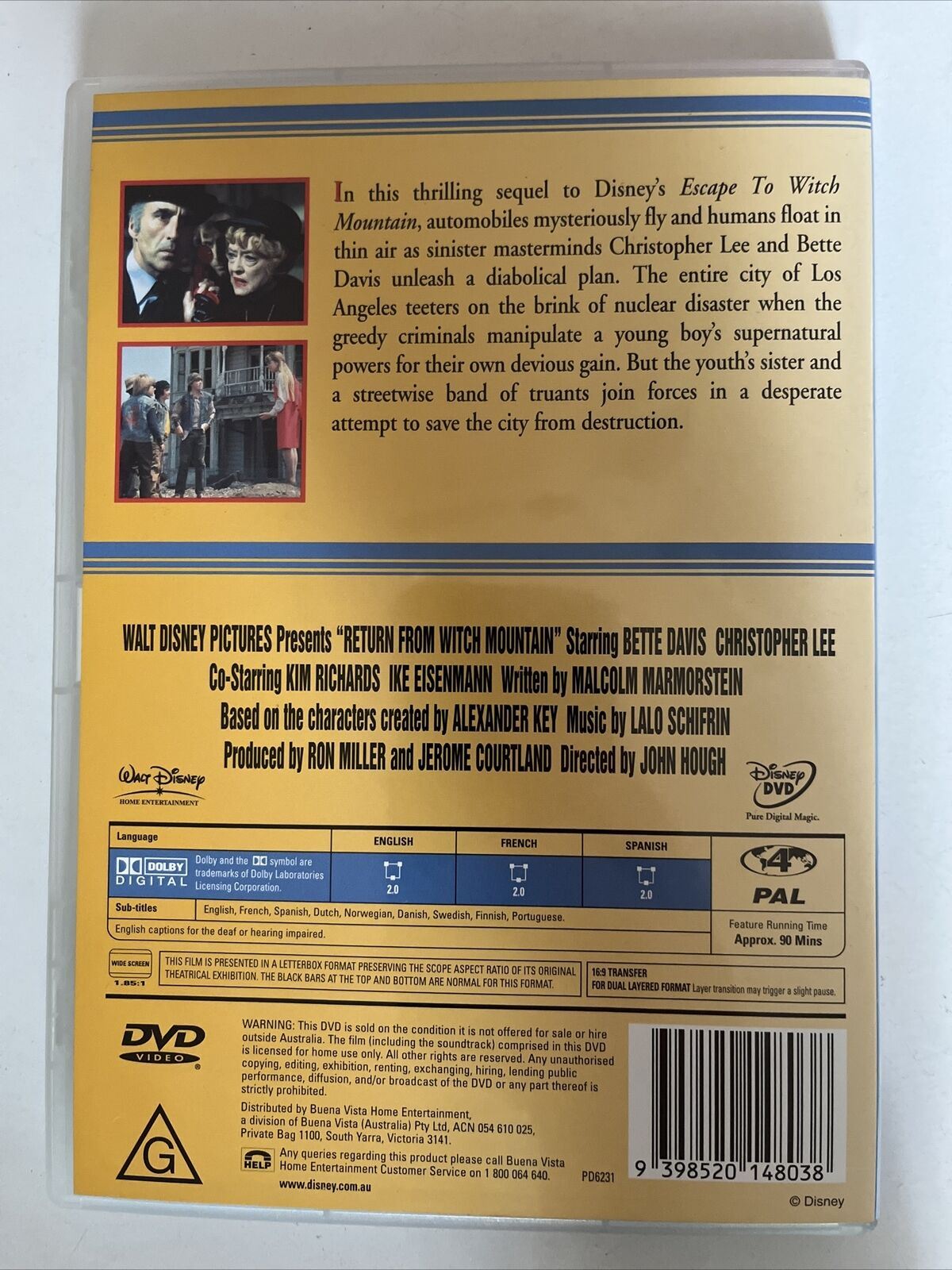 Return From Witch Mountain (DVD, 1978) Bette Davis, Christopher Lee. Region 4